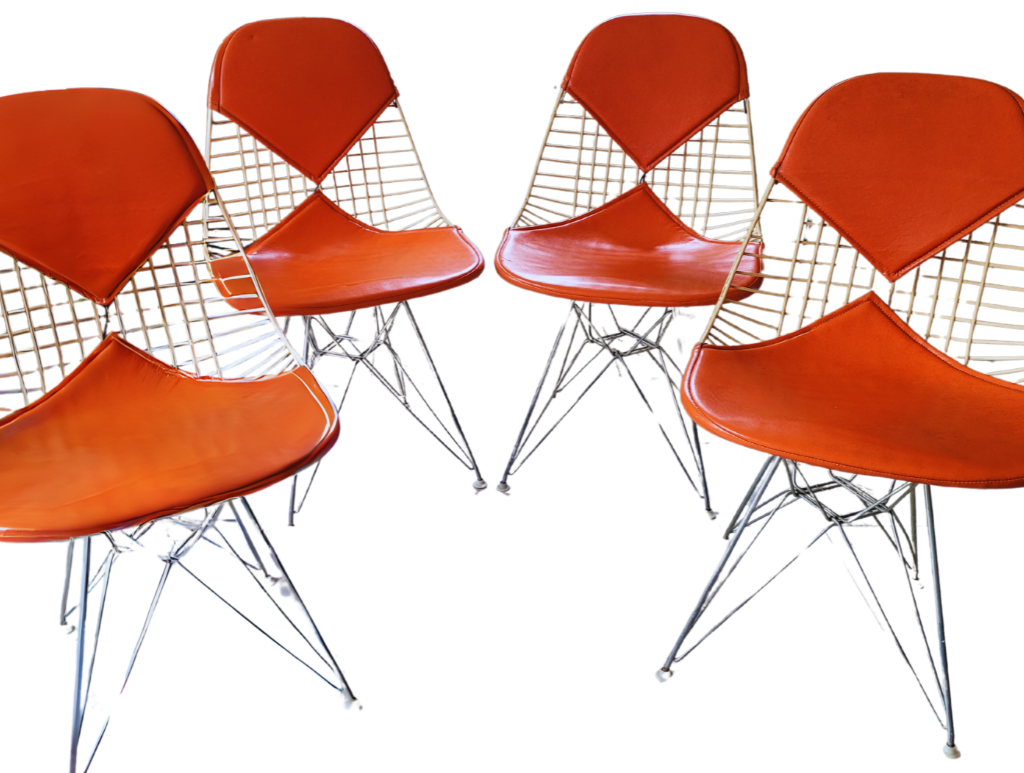 Orange 1957 Herman Miller Eames DKR - Eiffel Wire Side (2812