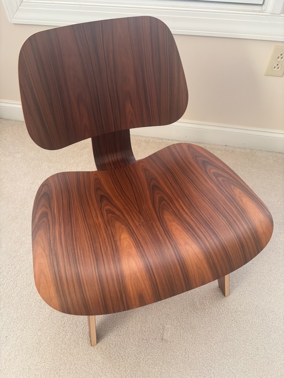 Tan Dark Brown 2022 Herman Miller Eames LCW - Ply Lounge Chair