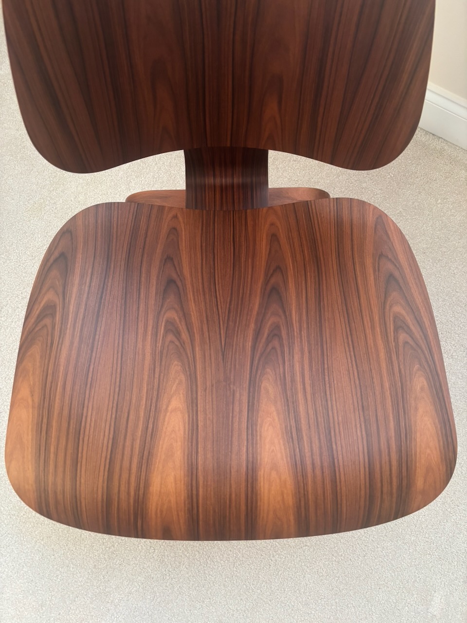 Tan Dark Brown 2022 Herman Miller Eames LCW - Ply Lounge Chair