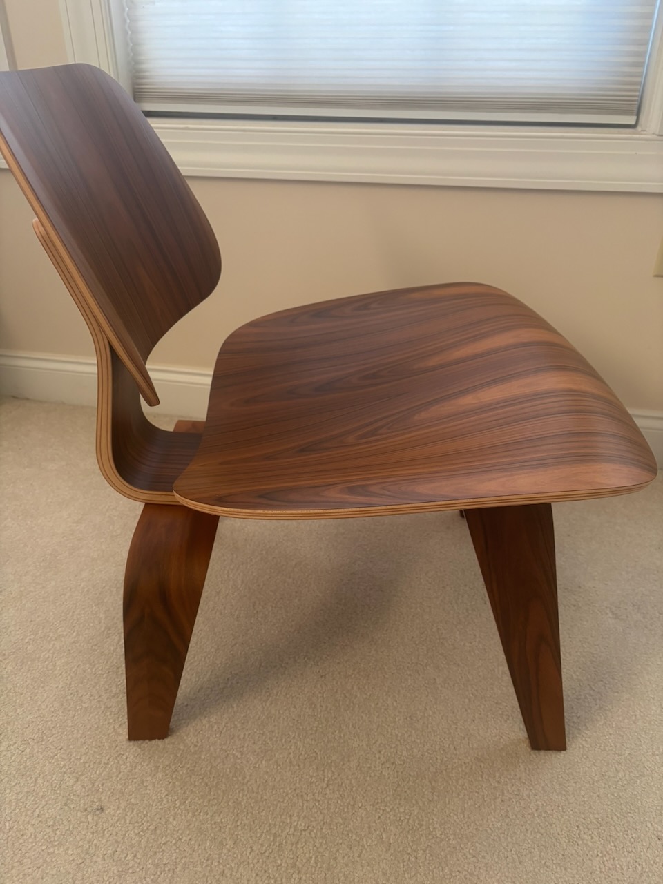 Tan Dark Brown 2022 Herman Miller Eames LCW - Ply Lounge Chair
