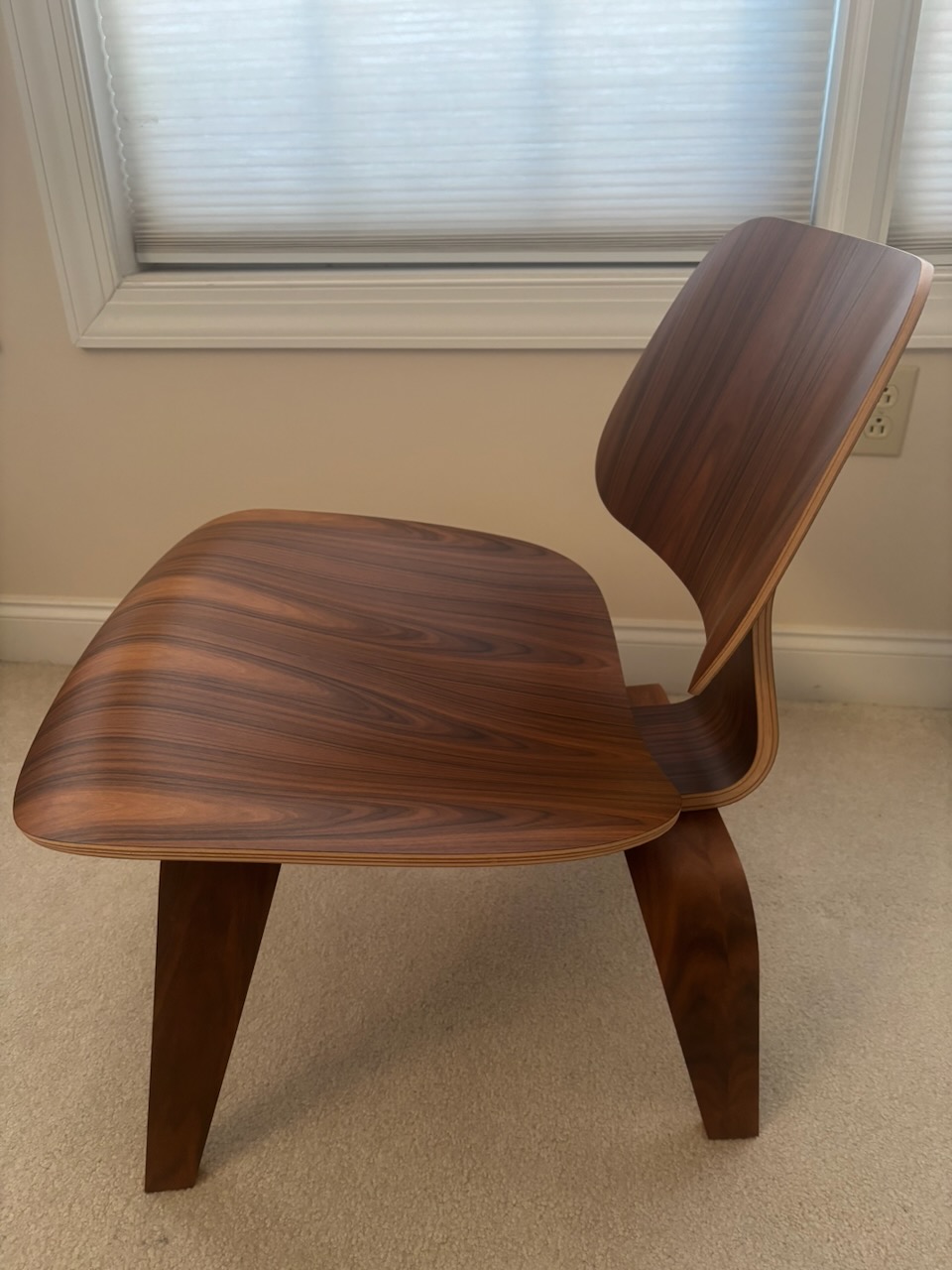 Tan Dark Brown 2022 Herman Miller Eames LCW - Ply Lounge Chair