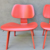 Crimson Red 1990s Herman Miller Eames LCW - Ply Lounge Chair Wood thumbnail