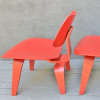 Crimson Red 1990s Herman Miller Eames LCW - Ply Lounge Chair Wood thumbnail